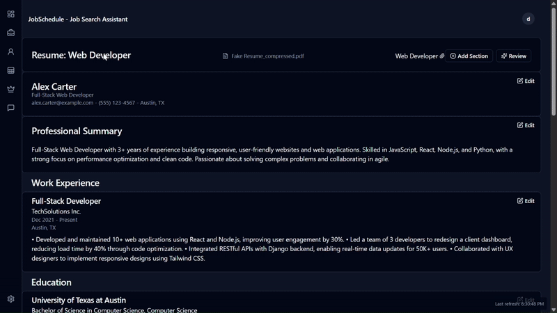 JobSchedule AI Review demo
